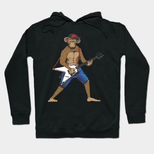 Funny Monkey Playing The Electric Guitar Musician Guitarist Hoodie